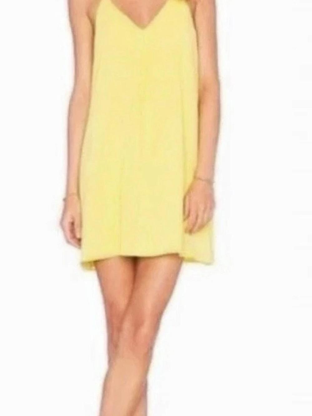 Alice + Olivia Fierra Yellow Strapy Racerback Slip Mini Dress SILK Large Stretch